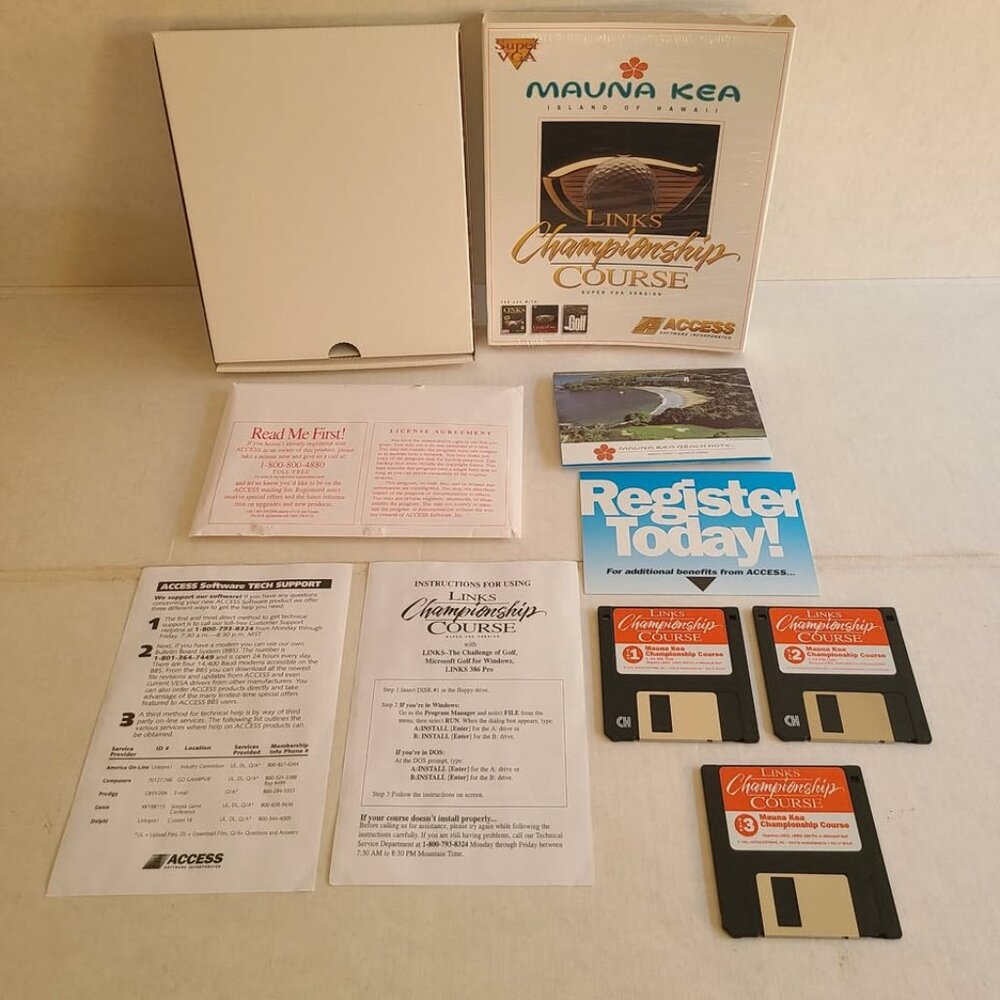 Links Championship Course Mauna Kea Golf Big Box PC Game 1992 MS-DOS 3.5